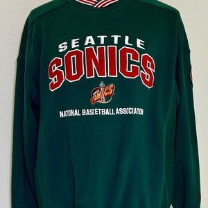 LEE SPORT Seattle Sonics Sweater | Crewneck NBA Green Red White Embroidered | L